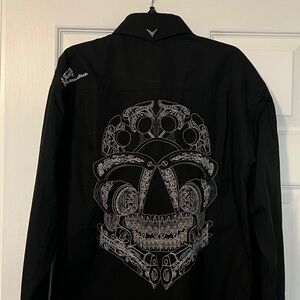 Fender Men's Black Long Sleeve Button Down Shirt Sz Medium Rock & Roll Religion